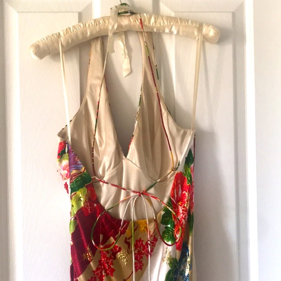 Sue Wong Nocturne sz 8, NWOT, silk, gold, sequined mermaid halter gown, tie back - Picture 5 of 9